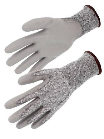 SINGER SAFETY 50GHBBC Grey, White Elastane, HDPE, Polyester, Stainless Steel Fibers Cut Resistant Work Gloves, Size 12, [PHS315PU12]; 328-986