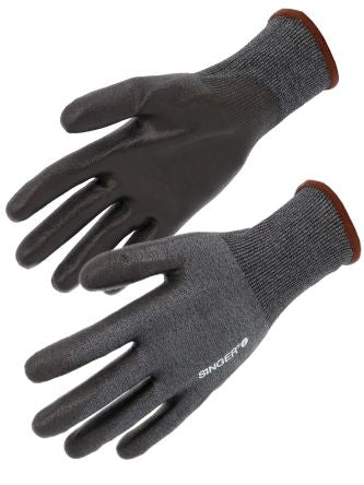 SINGER SAFETY PHD18PUB Black, Blue, Grey Elastane, HDPE, Polyamide Cut Resistant Work Gloves, Size 7, Polyurethane [PHD18PUB07]; 329-010