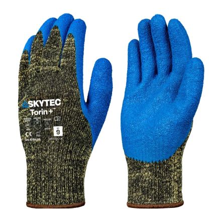 Skytec Torin+ Blue, Yellow Nylon Mechanical Protection Latex Gloves Work Gloves, Size 7, Latex Coating [SKG00055DD]; 329-114