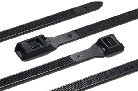 HellermannTyton Cable Ties, Releasable, 350mm x 9 mm, Black Nylon, Pk-100 [112-35060]; 329-877