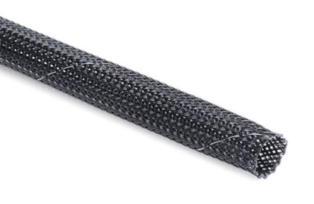 HellermannTyton Expandable Braided Polyester Black, Grey Cable Sleeve, 15mm Diameter, 100m Length, 170-81005 Series [170-81005]; 329-892