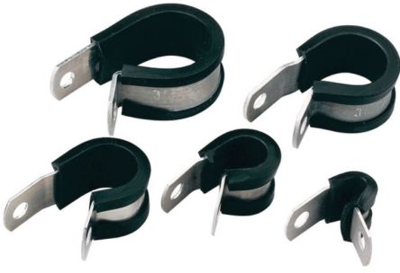 HellermannTyton Black, Aluminium Alloy, Chloroprene P Clip [211-15340]; 329-901