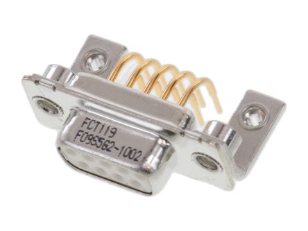 FCT from Molex FCT 9 Way Right Angle Panel Mount D-sub Connector Socket, 2.84mm Pitch, with Thread-In [F09S5G2-1002 / 1731090181]; 330-132