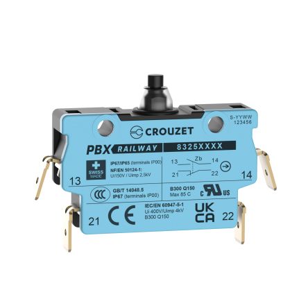 Crouzet Roller Lever Micro Switch, Screw Terminal, SPST, IP67 [83250210]; 333-918