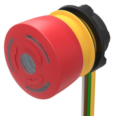 EAO Twist Release Illuminated Emergency Stop Push Button, Panel Mount, 22.3mm Cutout, SPST, IP65, IP66, IP67 [84-5321.2B40]; 333-930