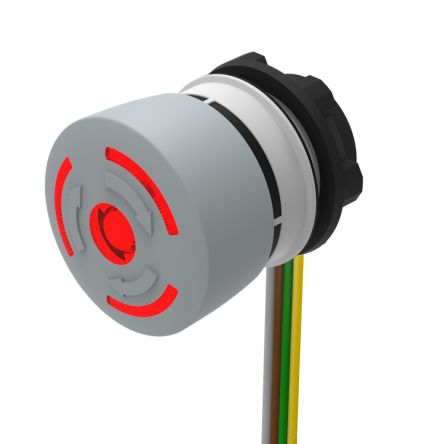 EAO Twist Release Illuminated Emergency Stop Push Button, Panel Mount, 22.3mm Cutout, SPST, IP65, IP66, IP67 [84-6221.2B40]; 333-936