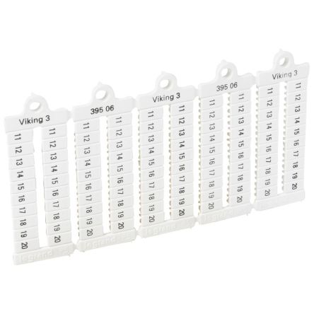 Legrand 039506 Cable Markers, White, Pre-printed "11 → 20", 5mm Cable, for Terminal Blocks, 039506 [039506]; 333-979