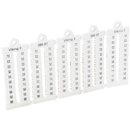 Legrand 039507 Cable Markers, White, Pre-printed "21 → 30", 5mm Cable, for Terminal Blocks, 039507 [039507]; 334-008