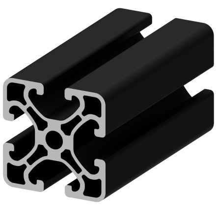 RS PRO Black Aluminium Alloy Profile Strut, 50 x 50 mm, 10mm Groove, 2400mm Length, 50 X 50mm Square [0]; 335-147