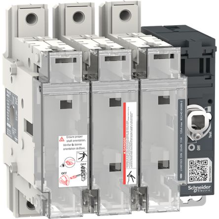 Schneider Electric Fuse Switch Disconnector, 3 Pole, 125A Max Current, 100kA Fuse Current [LV481523]; 335-419