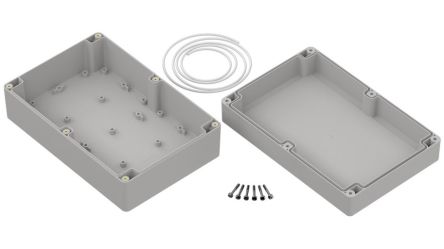 RS PRO Light Grey ABS General Purpose Enclosure, IP68, IK08, Light Grey Lid, 209.7 x 139.8 x 75mm [0]; 336-856