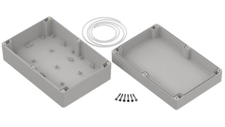 RS PRO Light Grey Polycarbonate General Purpose Enclosure, IP68, IK08, Light Grey Lid, 209.7 x 139.8 x 75mm [0]; 336-858