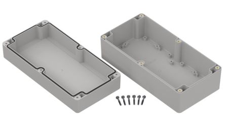 RS PRO Light Grey Polycarbonate General Purpose Enclosure, IP68, Light Grey Lid, 200 x 100 x 75mm [0]; 336-862