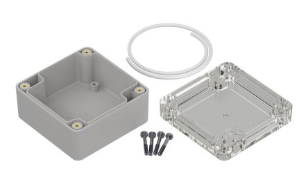 RS PRO Light Grey ABS General Purpose Enclosure, IP65, Transparent Lid, 75 x 75 x 45mm [0]; 336-894