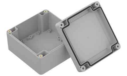 RS PRO Light Grey ABS General Purpose Enclosure, IP67, IK07, Light Grey Lid, 105 x 105 x 60.1mm [0]; 336-922