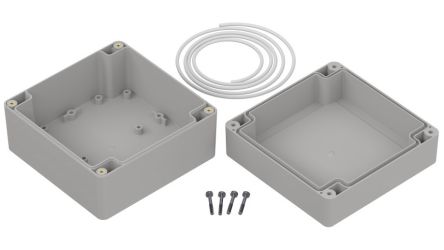 RS PRO Light Grey Polycarbonate General Purpose Enclosure, IP65, Light Grey Lid, 119.9 x 119.9 x 75mm [0]; 336-925