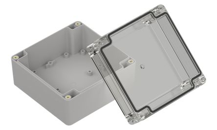 RS PRO Light Grey ABS General Purpose Enclosure, IP67, Transparent Lid, 119.9 x 119.9 x 75mm [0]; 336-928