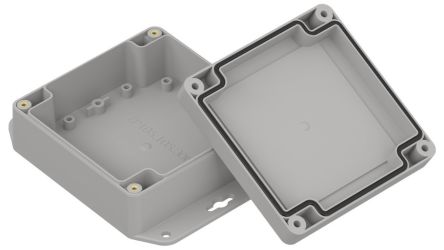 RS PRO Light Grey ABS General Purpose Enclosure, IP67, Flanged, Light Grey Lid, 105 x 105 x 45mm [0]; 336-957