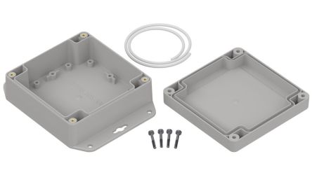 RS PRO Light Grey Polycarbonate General Purpose Enclosure, IP67, Flanged, Light Grey Lid, 105 x 105 x 45mm [0]; 336-962