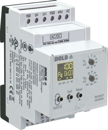 Dold Insulation Monitor, SPDT, 400 → 1000V ac/dc, DIN Rail [RN5897.12/020/61 AC/DC85-230V 1k-100kOhm 20k-500k]; 338-997