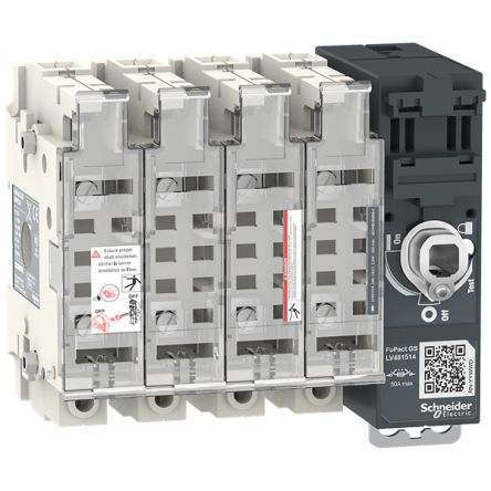 Schneider Electric Fuse Switch Disconnector, 4 Pole, 50A Max Current, 100kA Fuse Current [LV481514]; 339-289