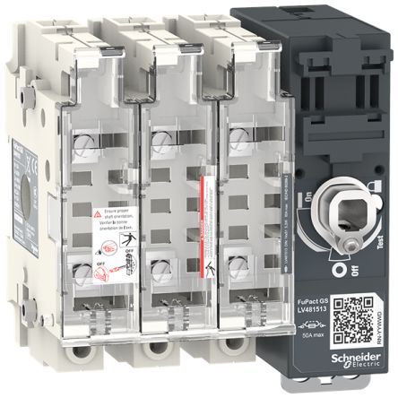 Schneider Electric Fuse Switch Disconnector, 3 Pole, 50A Max Current, 100kA Fuse Current [LV481513]; 339-653