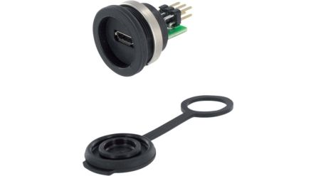 Encitech Connectors Straight, Front Mount, Socket- Single Port Type Micro USB 2.0 Type B 2.0 IP67 USB Connector [1310-1012-01]; 340-007