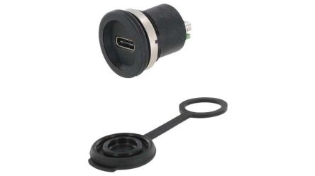 Encitech Connectors Straight, Front Mount, Socket- Dual Port Type USB 3.1 Type C USB 3.1 IP67 USB Connector [1310-1040-01]; 340-028