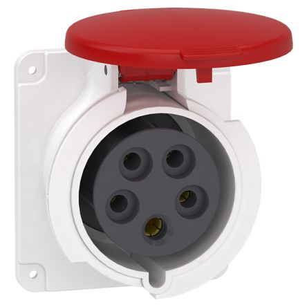 Schneider Electric, Mureva IP67 Grey Panel Mount 3P + N + E Industrial Power Socket, Rated At 125A, 415 V,With Phase [PKF32G435]; 340-835
