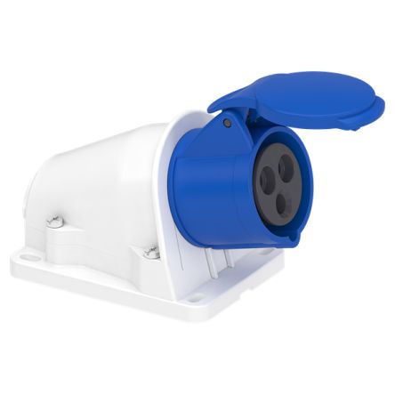 Schneider Electric, Mureva IP44 Grey Wall Mount 2P + E Angled Socket Socket, Rated At 16A, 200 → 250 V [PKY16W423]; 340-839