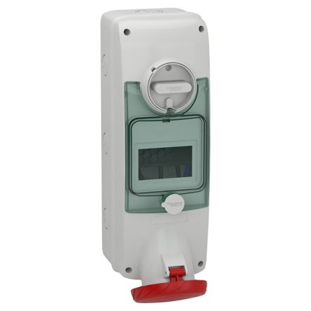 Schneider Electric, Mureva IP65 Grey Wall Mount 3P + N + E Industrial Power Socket, Rated At 63A, 415 V [PKB63Q535]; 340-947