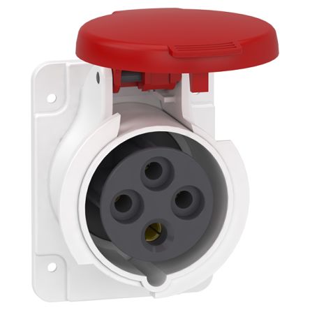 Schneider Electric, Mureva IP44 Grey Panel Mount 3P + E Industrial Power Socket, Rated At 16A, 415 V [PKF16G434]; 340-949