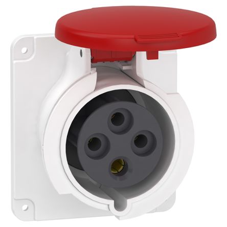 Schneider Electric, Mureva IP44 Grey Panel Mount 3P + E Industrial Power Socket, Rated At 32A, 415 V [PKF32G434]; 340-950