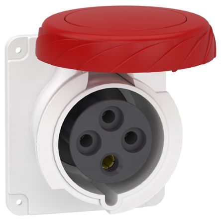 Schneider Electric, Mureva IP67 Grey Panel Mount 3P + E Industrial Power Socket, Rated At 32A, 415 V [PKF32G734]; 340-952