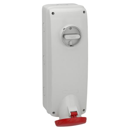 Schneider Electric, Mureva IP65 Grey Wall Mount 3P + E Industrial Power Socket, Rated At 63A, 415 V [PKB63P534]; 341-016