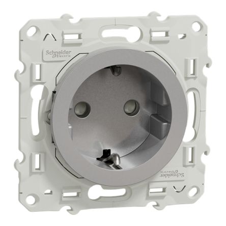 Schneider Electric Odace 2011 Grey, White Plug Socket, 2P + E Poles, 16A, Schuko [S530057]; 341-063