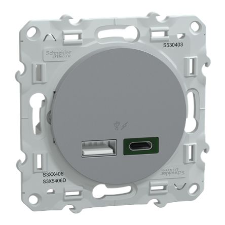 Schneider Electric Straight, Screw, Socket- Dual Port Type Type A, Type C USB A, USB C IP20 USB Connector [S530403]; 341-065