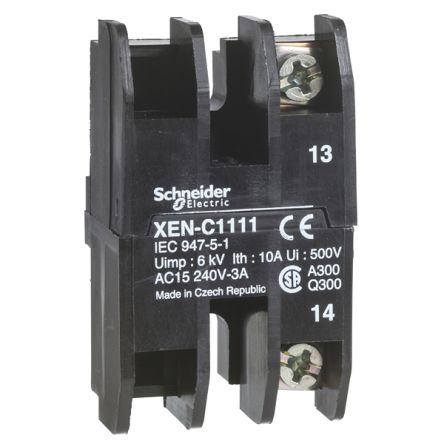 Schneider Electric Harmony Series Contact Block for Use with For Control Station And Enclosures, SPST [XENC2121]; 341-181