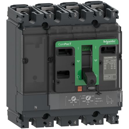 Schneider Electric, ComPacT MCCB 4P 125A, Breaking Capacity 15 kA, Fixed Mount [C25H6TM125]; 341-214