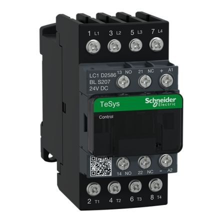 Schneider Electric TeSys TeSyS D Contactor, 440 V Coil, 4-Pole, 40 A, 4 W, 2NC/2NO, 24 V [LC1D2586BLS207]; 341-254