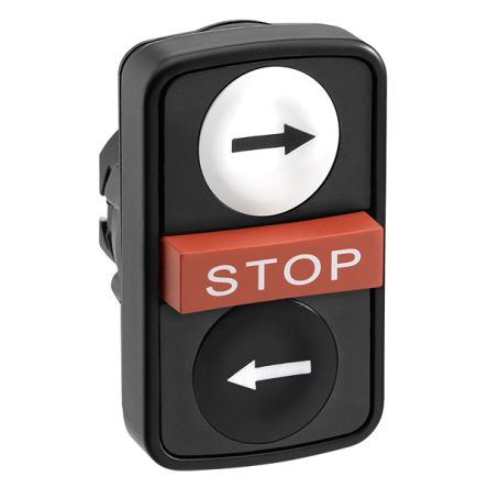 Schneider Electric Harmony Series Black/Red/White Spring Return Push Button Head, 22mm Cutout, IP66, IP67, IP69K [ZB5AA71123]; 341-278