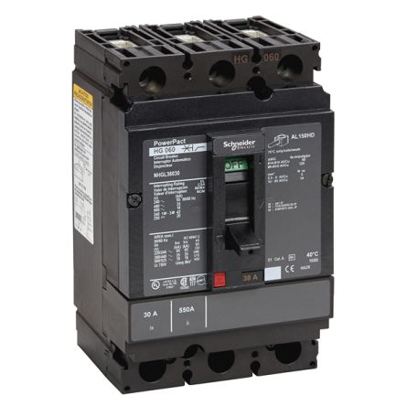 Schneider Electric, PowerPact MCCB 3P 30A, Breaking Capacity 18 kA, DIN Rail Mount [NHGL36030]; 341-432