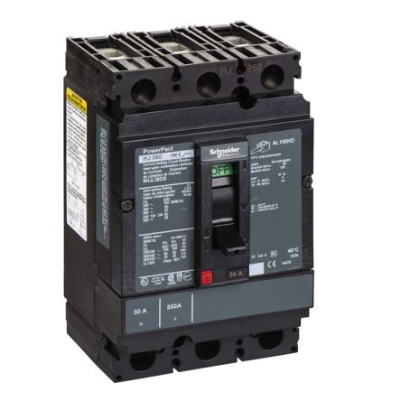 Schneider Electric, PowerPact MCCB 3P 30A, Breaking Capacity 18 kA, DIN Rail Mount [NHJL36030]; 341-439