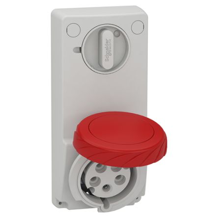 Schneider Electric, Mureva IP67 Grey Panel Mount 3P + N + E Industrial Power Socket, Rated At 32A, 415 V,With Phase [82097]; 341-539