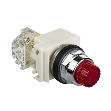 Schneider Electric Harmony Series Illuminated Push Button Switch, Spring Return, Screw Mount, 30mm Cutout, 1NO, SPST, [9001K2L35RH13]; 341-542