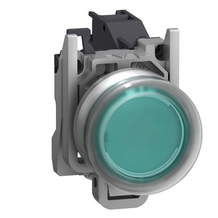 Schneider Electric Harmony Series Push Button Switch, Spring Return, Through Hole, 22mm Cutout, 1NO, Green LED, 415V, [XB4BP31GEX]; 341-619