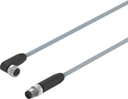 Festo Right Angle Male Female way M8 to Straight Female 3 way M8 Actuator/Sensor Cable, 5m [NEBA-M8W3-U-5-N-M8G3]; 341-844