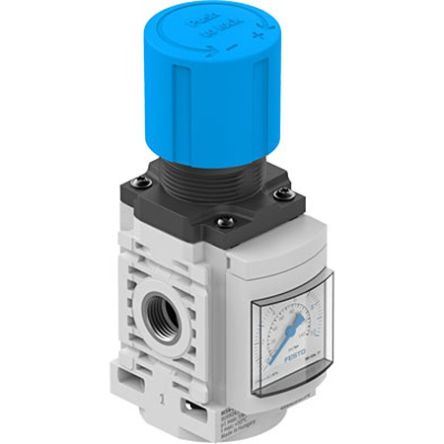 Festo G 1/4 Regulator -, 1/4 in, 10bar max. input, MS4-LR-1/4-D6-AG-BAR-F1A-B [MS4-LR-1/4-D6-AG-BAR-F1A-B]; 342-268