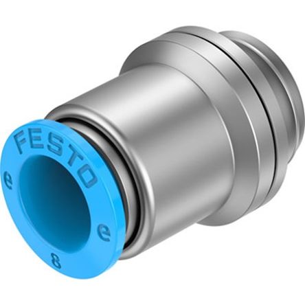 Festo NPQE-DK Series Push-in Fitting, G 1/4 to Push In 8 mm, Threaded Connection Style, NPQE-DK-G14-Q8-F1A-P10 [NPQE-DK-G14-Q8-F1A-P10]; 342-579