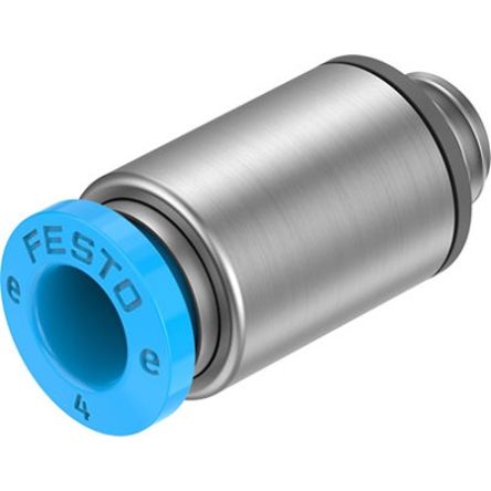 Festo NPQE-DK Series Push-in Fitting, M5 to Push In 4 mm, Threaded Connection Style, NPQE-DK-M5-Q4-F1A-P10 [NPQE-DK-M5-Q4-F1A-P10]; 342-582
